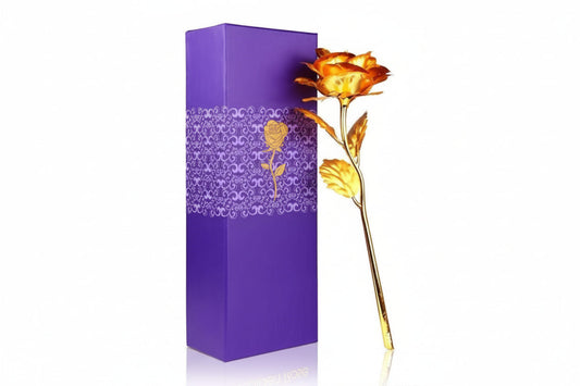 24k Artificial Golden Rose - gold Red Rose With Gift Box (10 Inches)